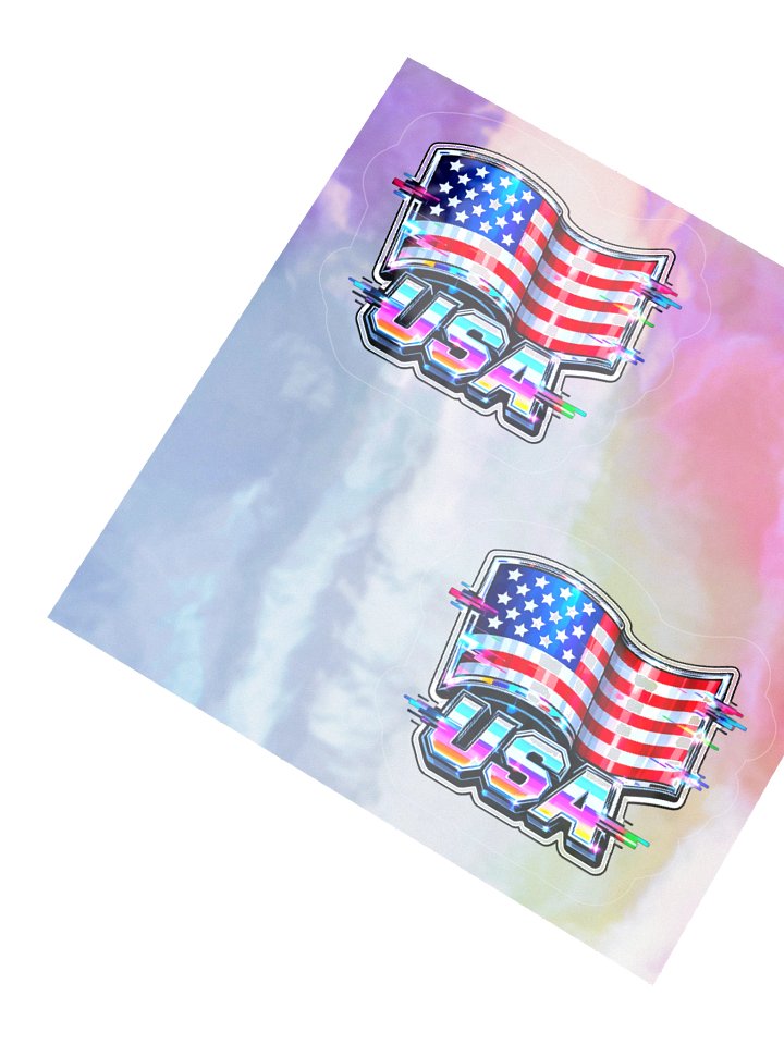 Holographic Glitch USA Flag Sticker 2-Pack product image (4)