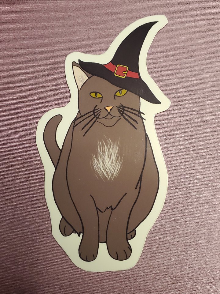 Witchy Cat Hand Cut Vinyl Sticker product image (2)