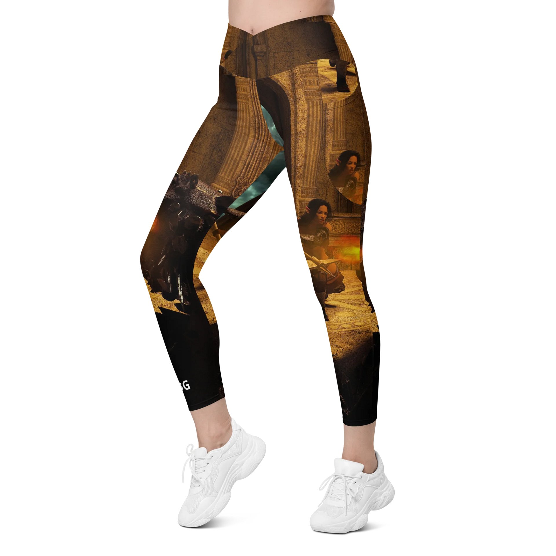 'Elven Stories - Warriors Cry Too' Crossover Leggings with Pockets product image (6)