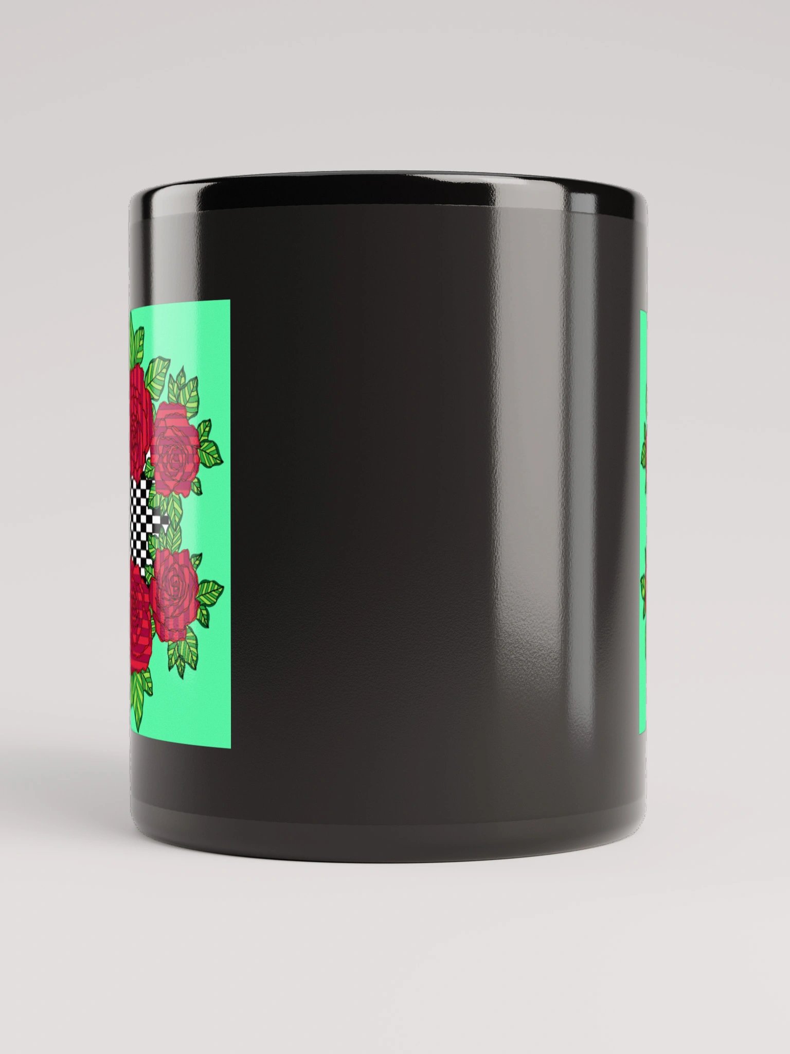 Black Glossy Mug (Rose-Green) product image (2)