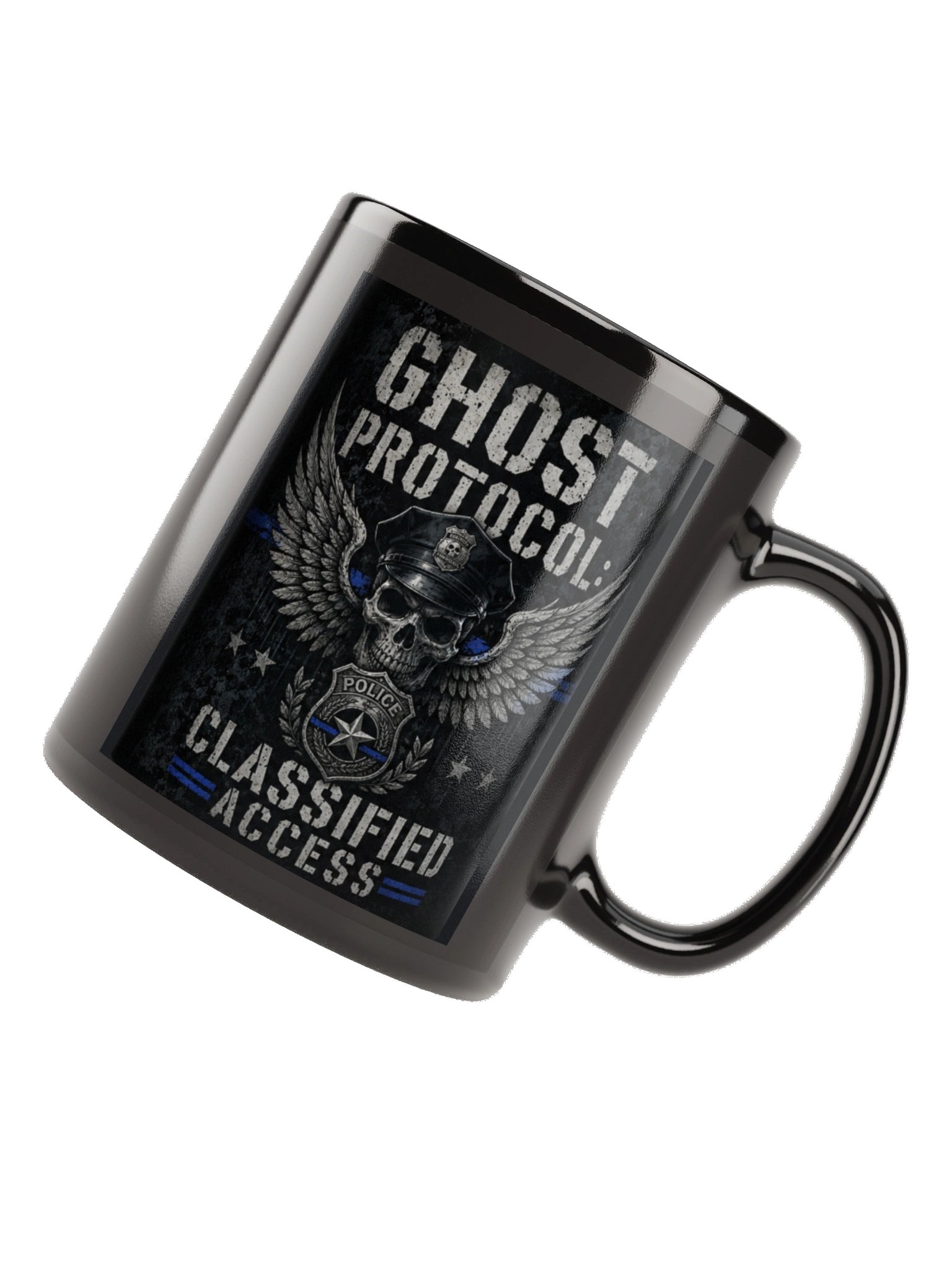 Funny Police Coffee Mug | Thin Blue Line Skull Cup | 11oz & 15oz product image (11)