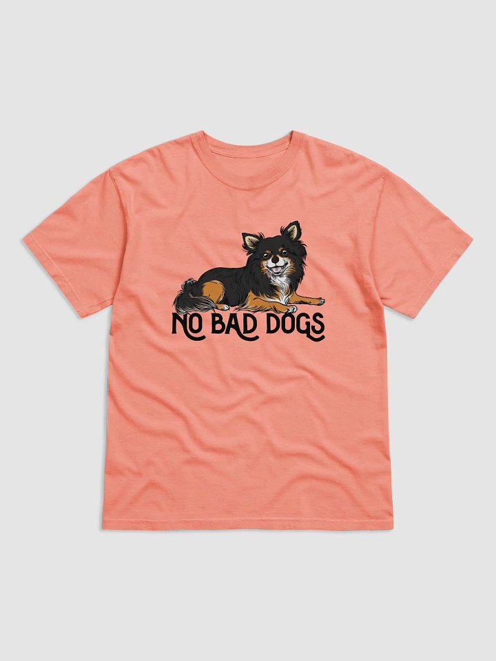 No Bad Dogs T-Shirt of a Long-Haired Chihuahua (Tricolor) | Funny T-Shirt for Chihuahua Paw-rents product image (1)
