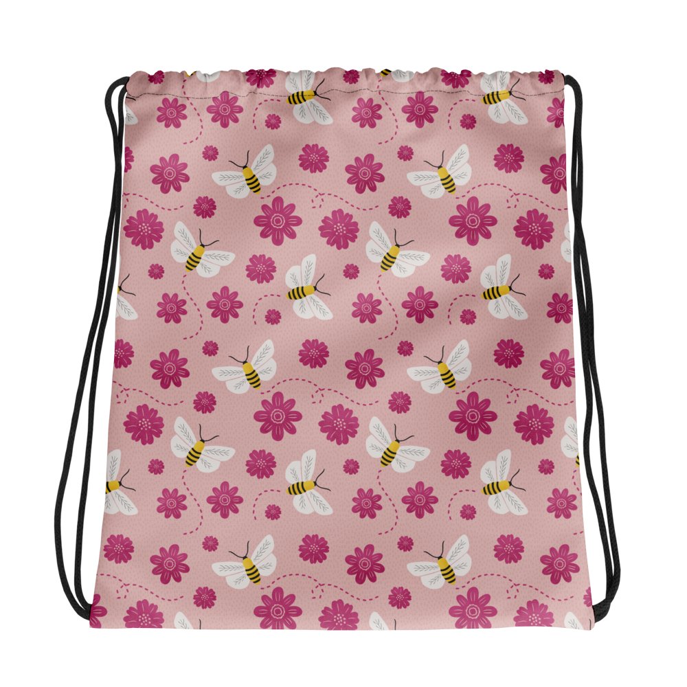 Little Pink Bees Drawstring Bag product image (1)