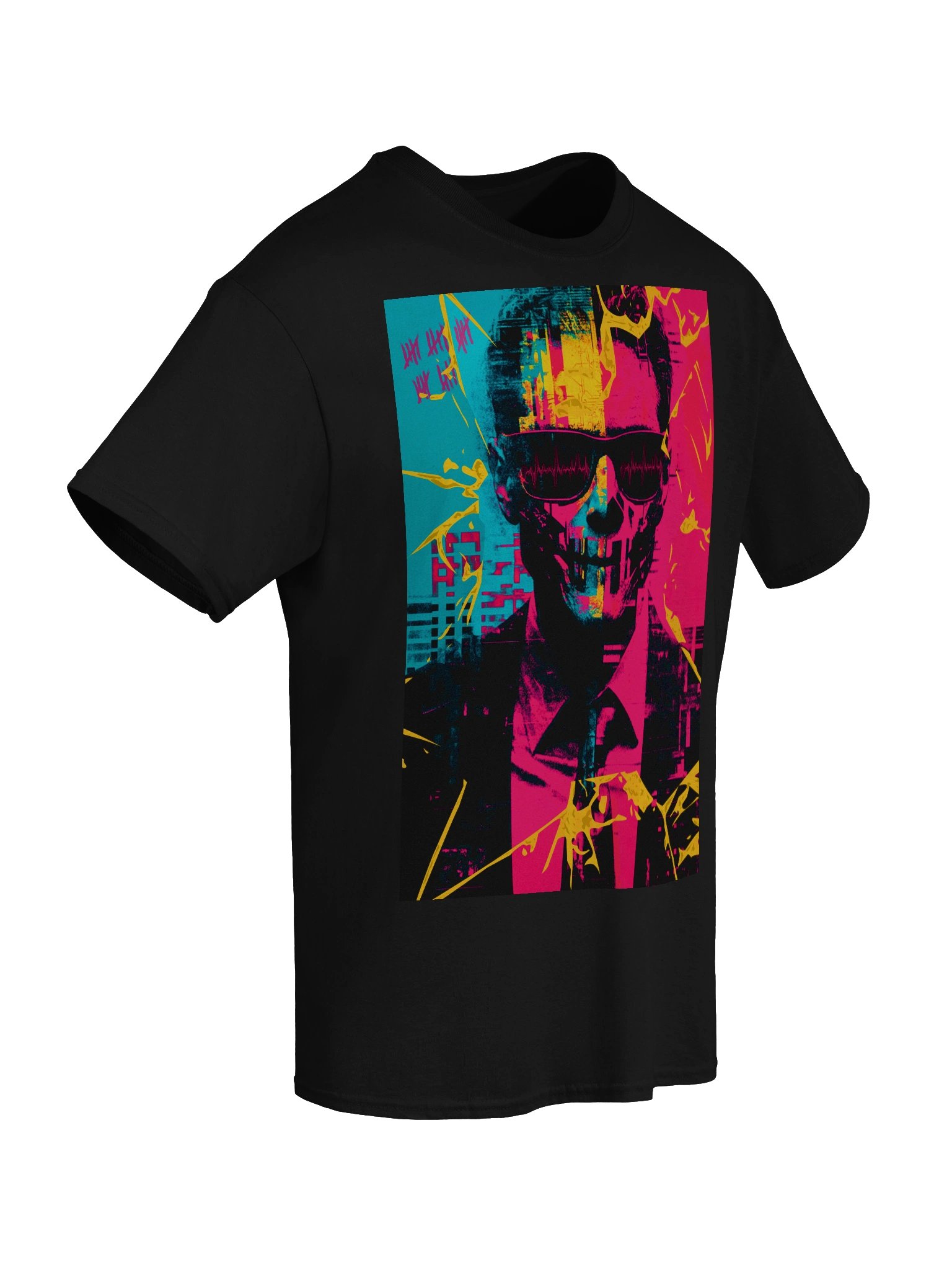 Cyber-Glitch Noir Graphic T-Shirt product image (8)