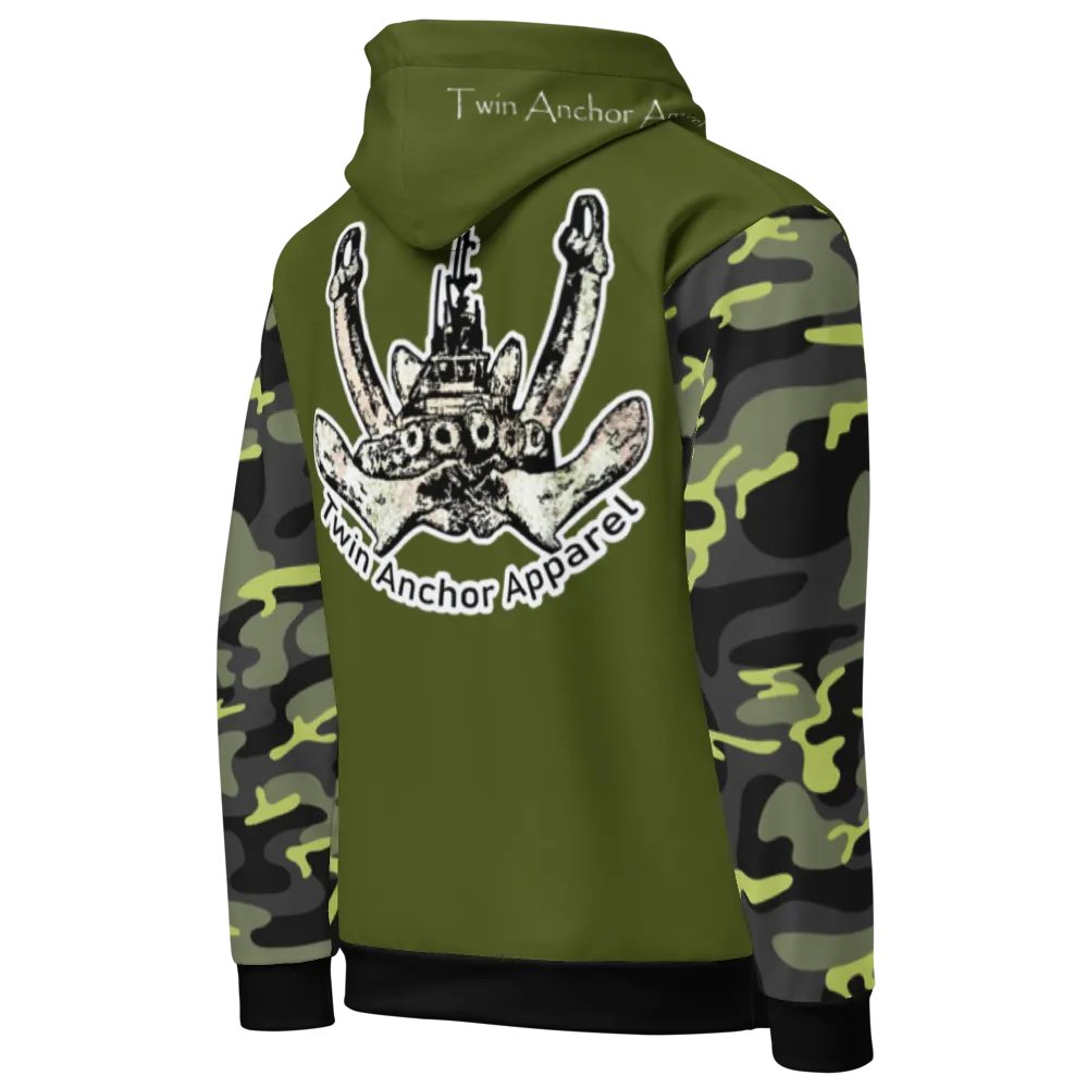 Camouflage & Green Twin Anchor Logo Hoodie product image (8)