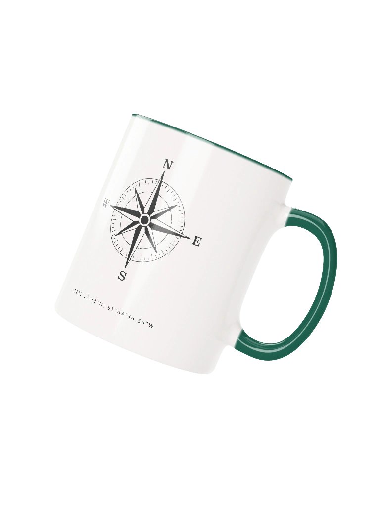 Compass -Grenada - Vintage ALT | Ceramic Mug Forest Green Peek-A-Boo Inside product image (4)