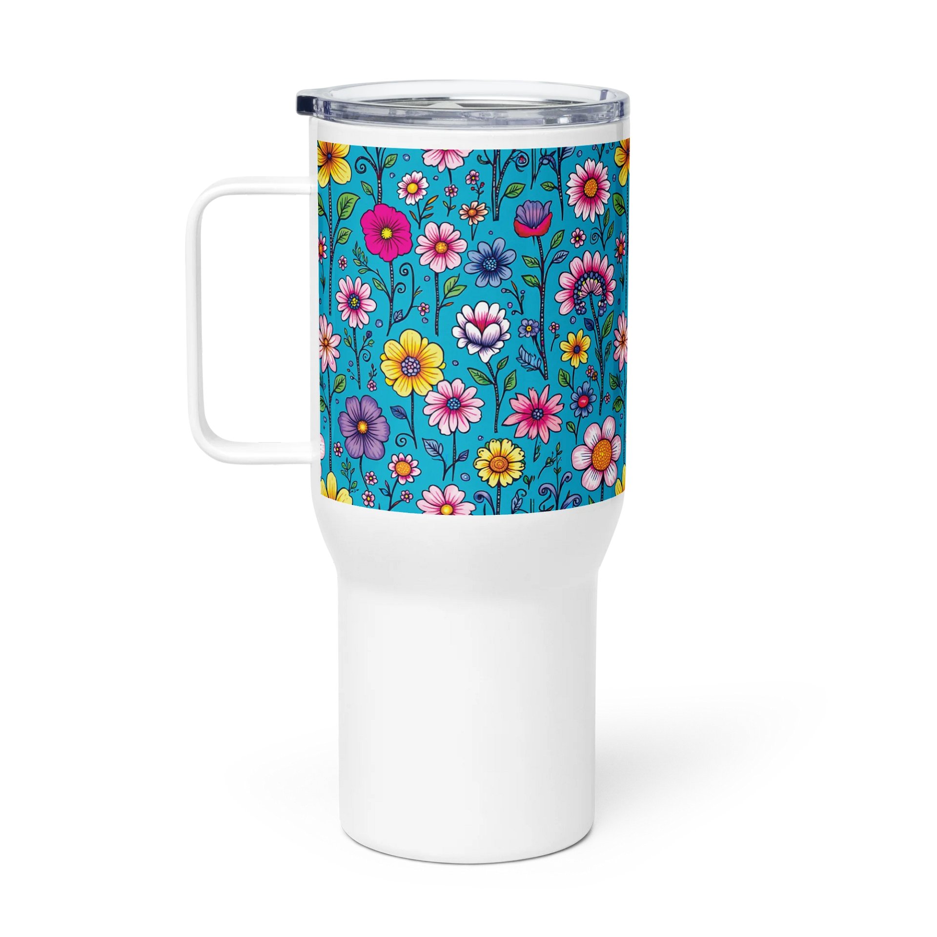 Floral Travel Mug – Large Insulated Tumbler with Handle (25oz & 40oz) product image (1)