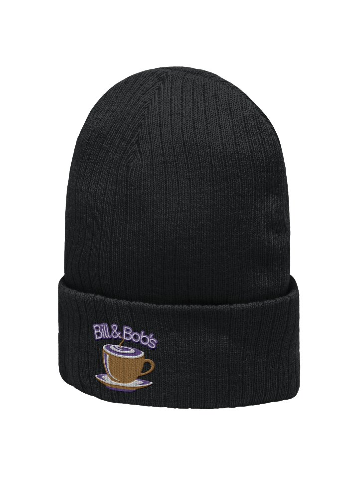 Bill and Bob's Coffee Shop Open 24/7 Beanie Hat Purple Design product image (2)