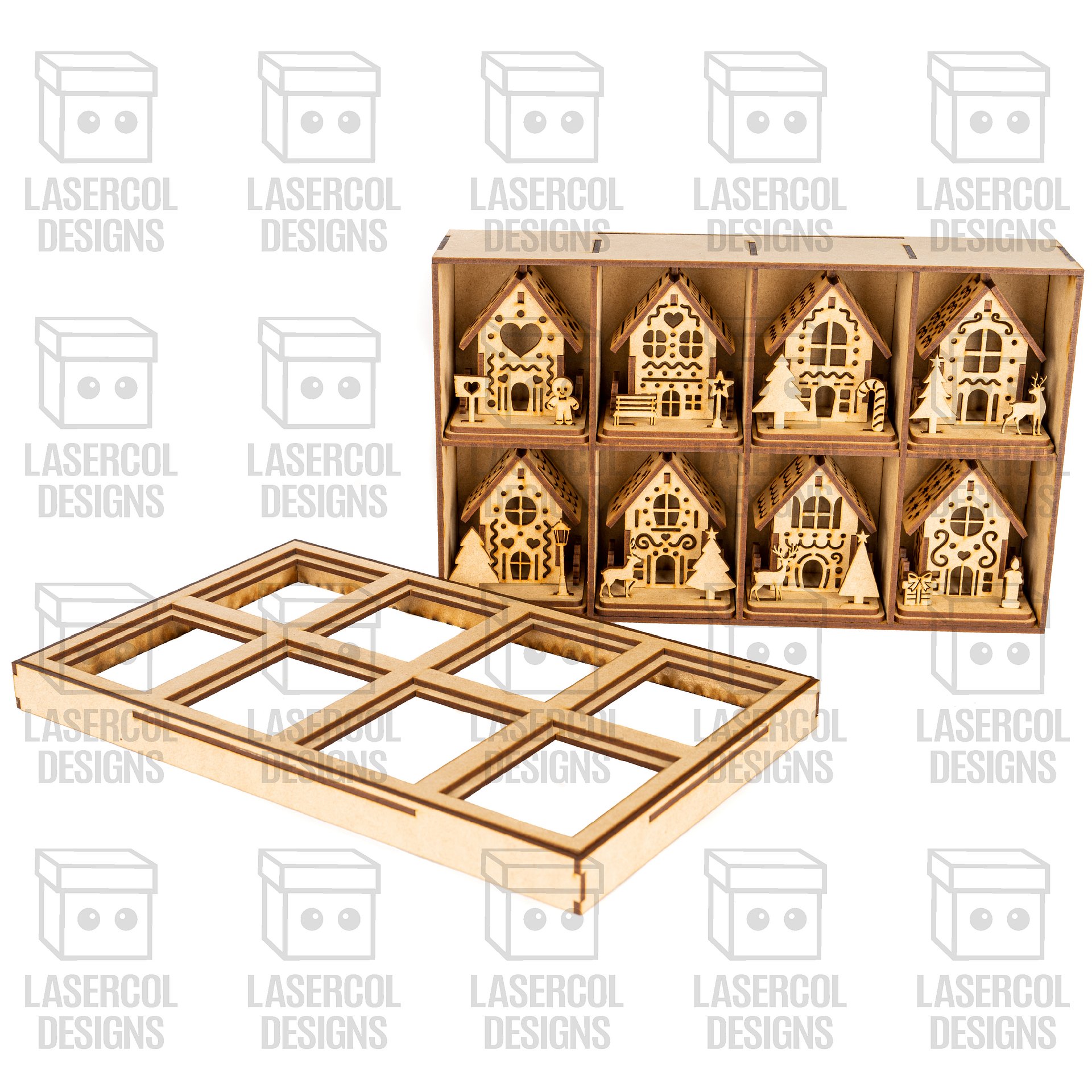 Christmas Houses Ornaments Boxes Bundle (Set 1-2) - Laser Cut Files product image (10)