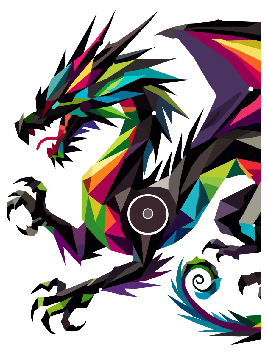 Free Geometric Dragon PNG Art - Transparent Background, Vibrant Low Poly Illustration product image (1)