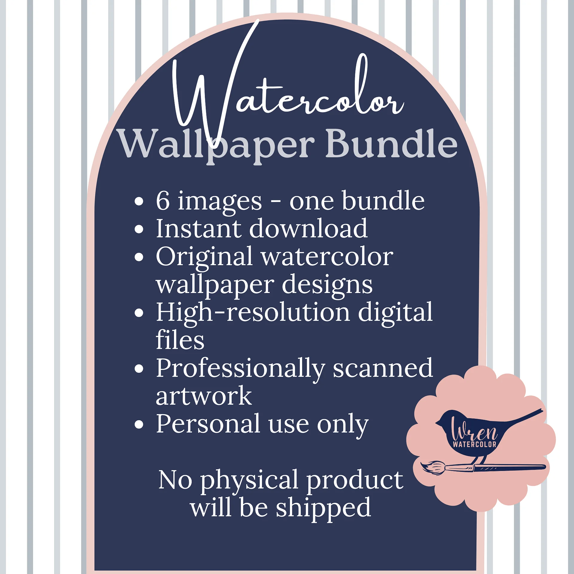 Striped Garden - Watercolor Phone Wallpaper Bundle product image (4)