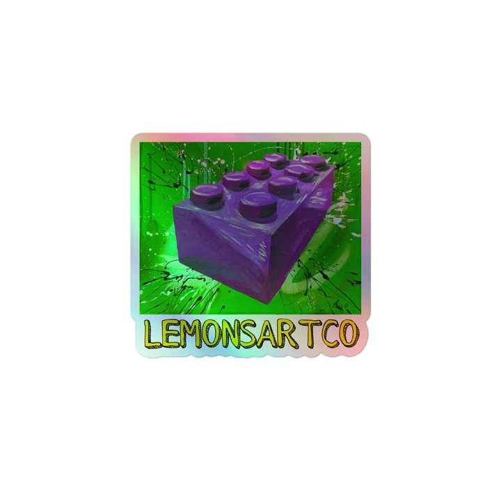 POP Brick (Purple Brick/Green Background) Holographic Sticker product image (1)