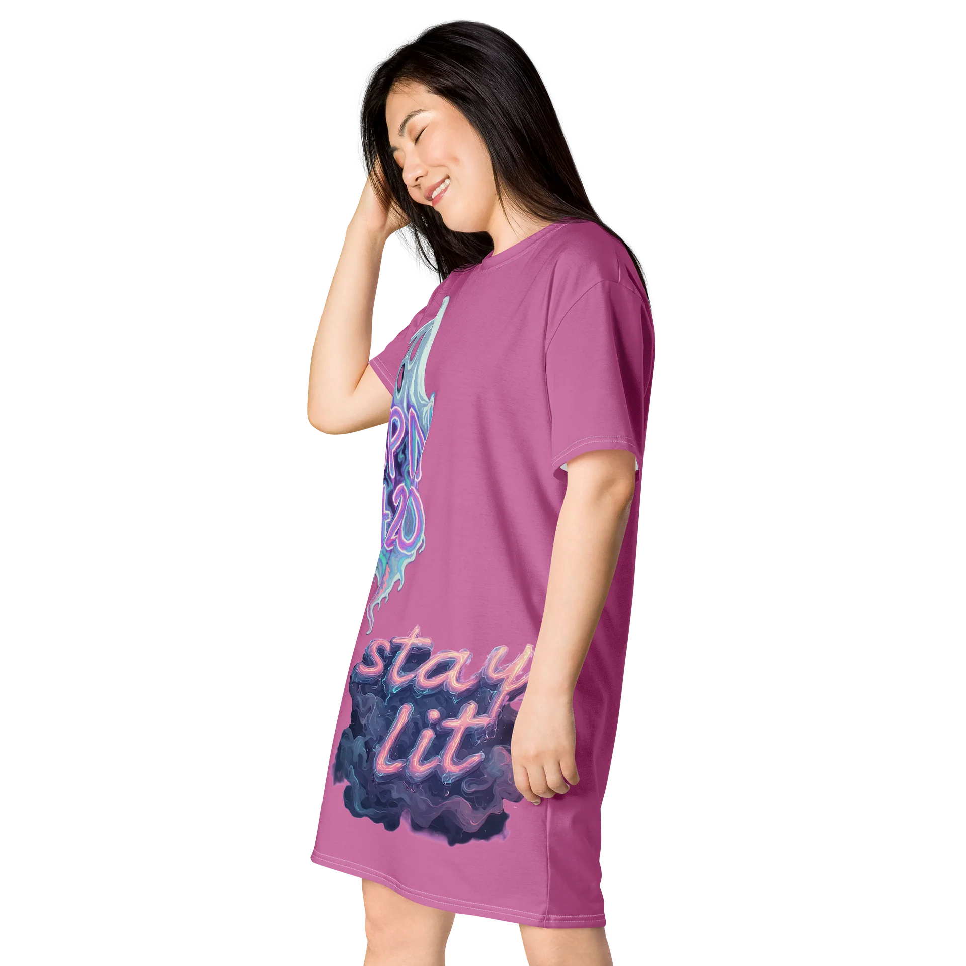 Ghostly Vibes All-Over T-Shirt Dress product image (3)