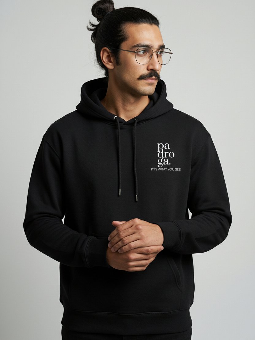 padroga. black hoodie vertical logo product image (5)