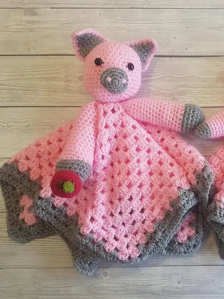 Pig Lovey Blanket Crochet Pattern - Baby Comforter Toy PDF Pattern - Crafting Happiness product image (3)