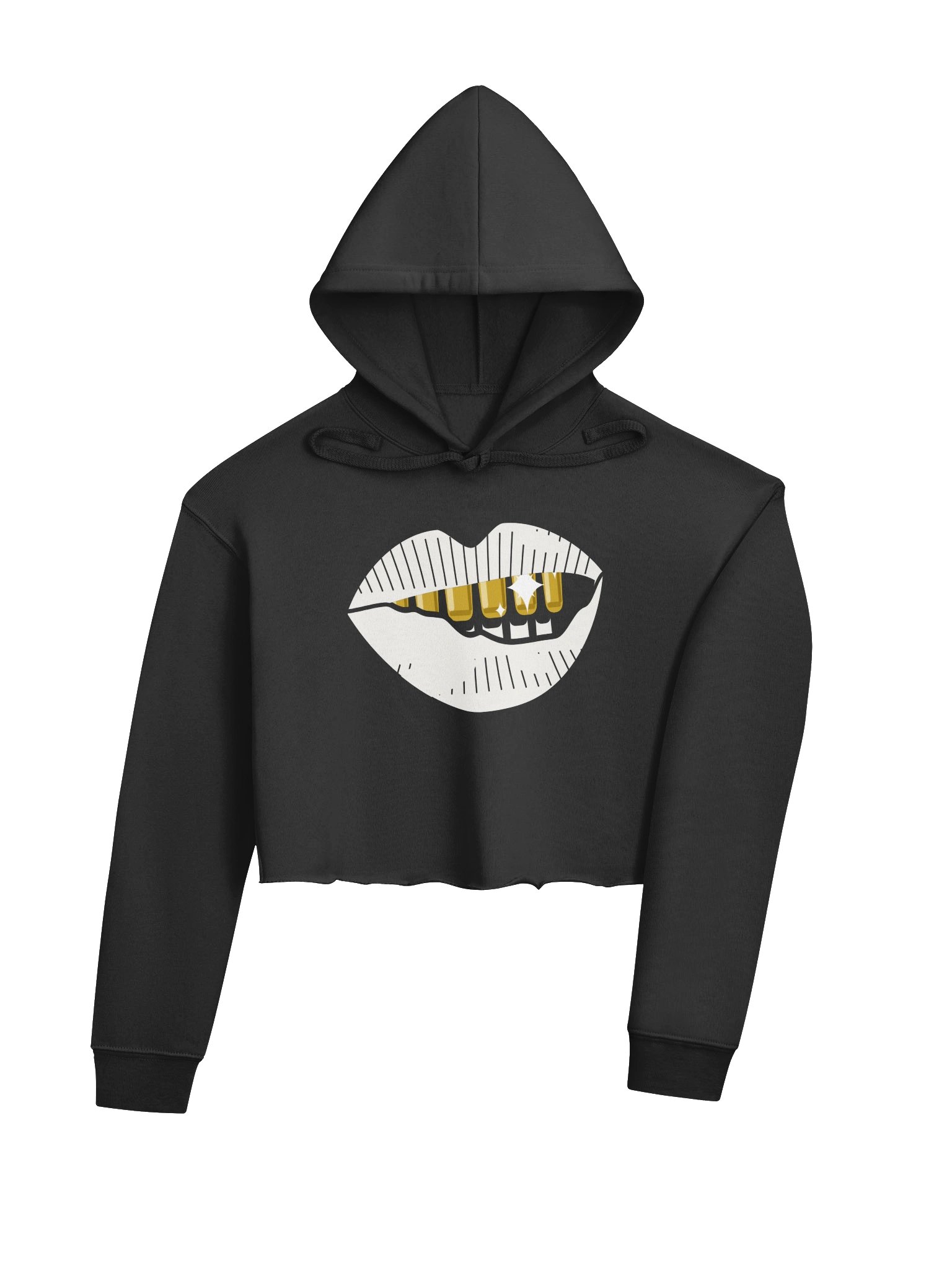 WOMEN'S BLACK CROP TOP HOODIE product image (4)