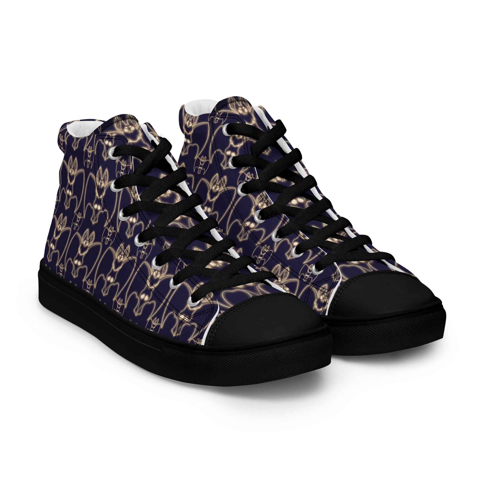 Neon Bat Woman's High Top Canvas Shoes product image (8)
