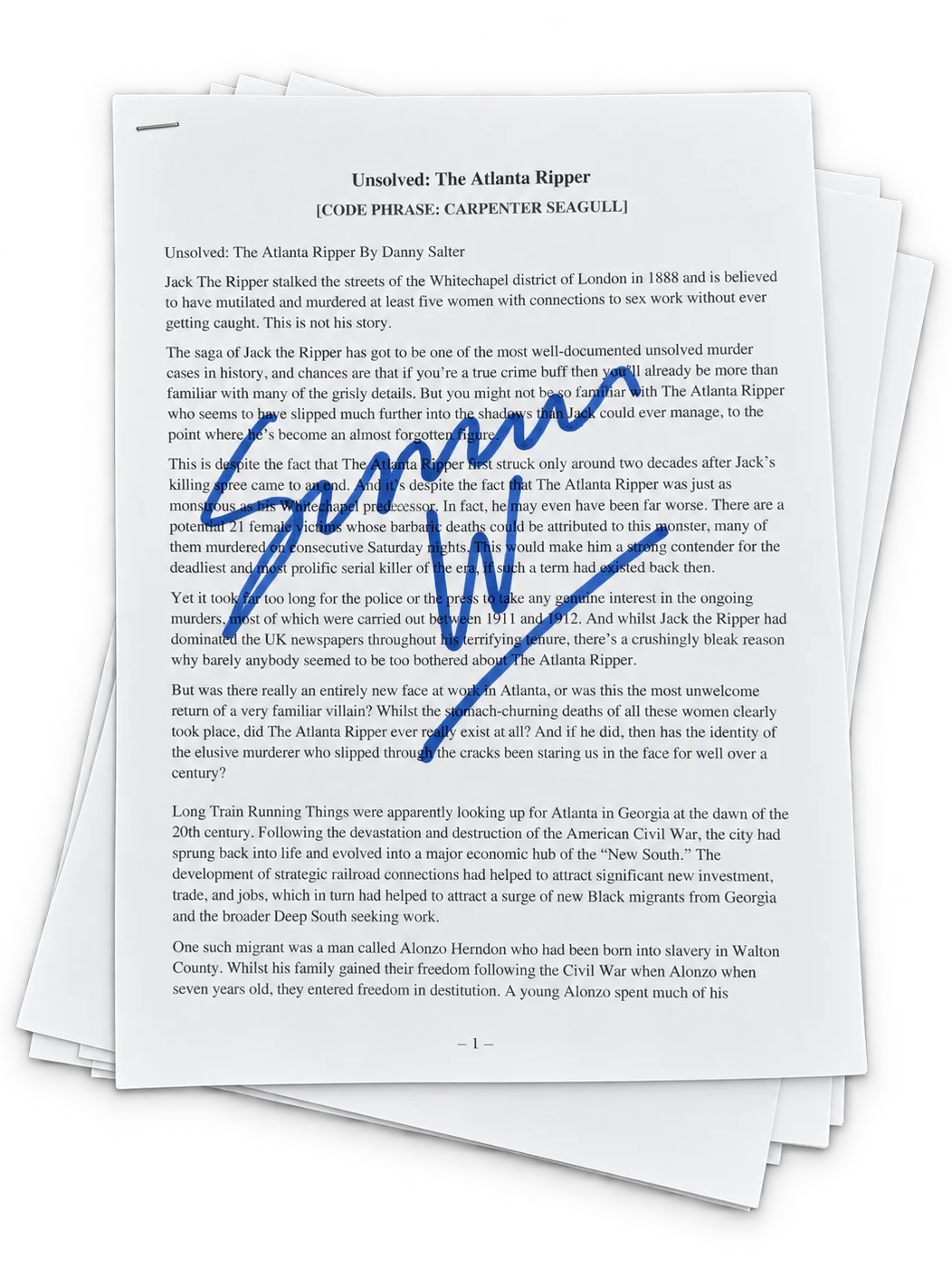 Official Signed Script – Used Live on The Casual Criminalist product image (1)