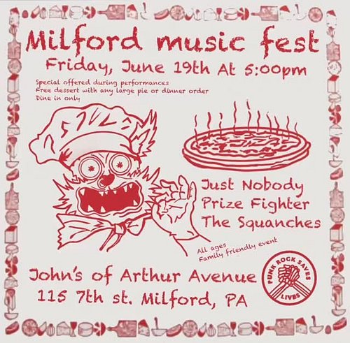 See you all Friday night at John’s of Arthur Avenue in Milford pa!!!