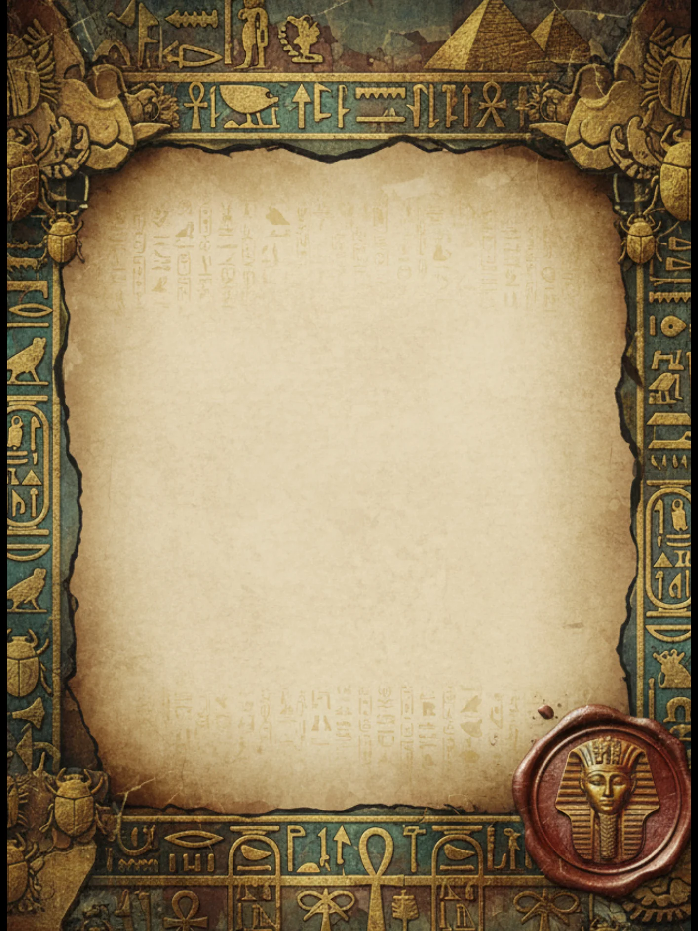 Ancient Egyptian Junk Journal | Pharaoh Notebook | Vintage Writing Journal | Eye of Horus | Mystical Papyrus Inspired Notebook | A4 Printable product image (4)