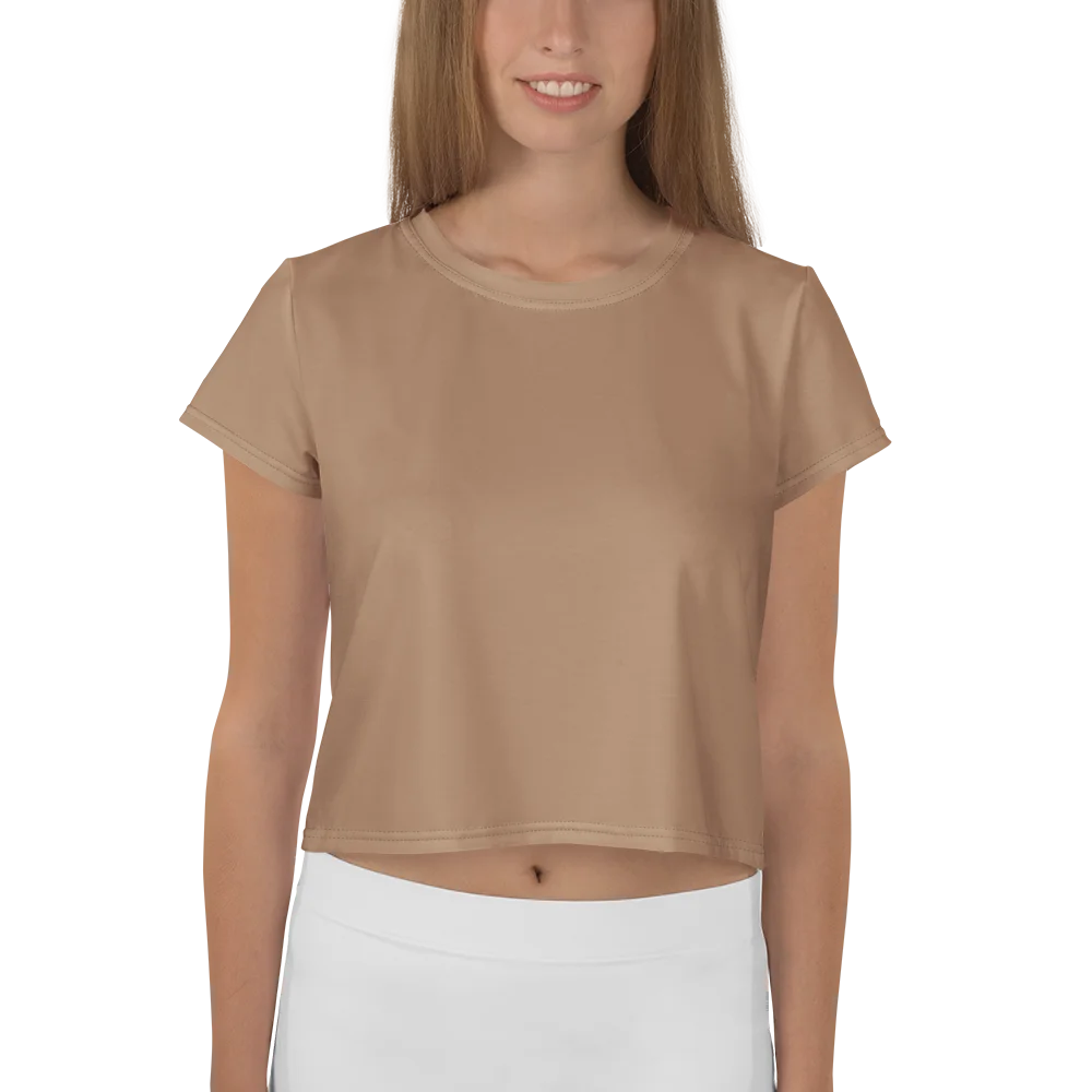 Tan Minimalist All-Over Print Crop Tee product image (3)