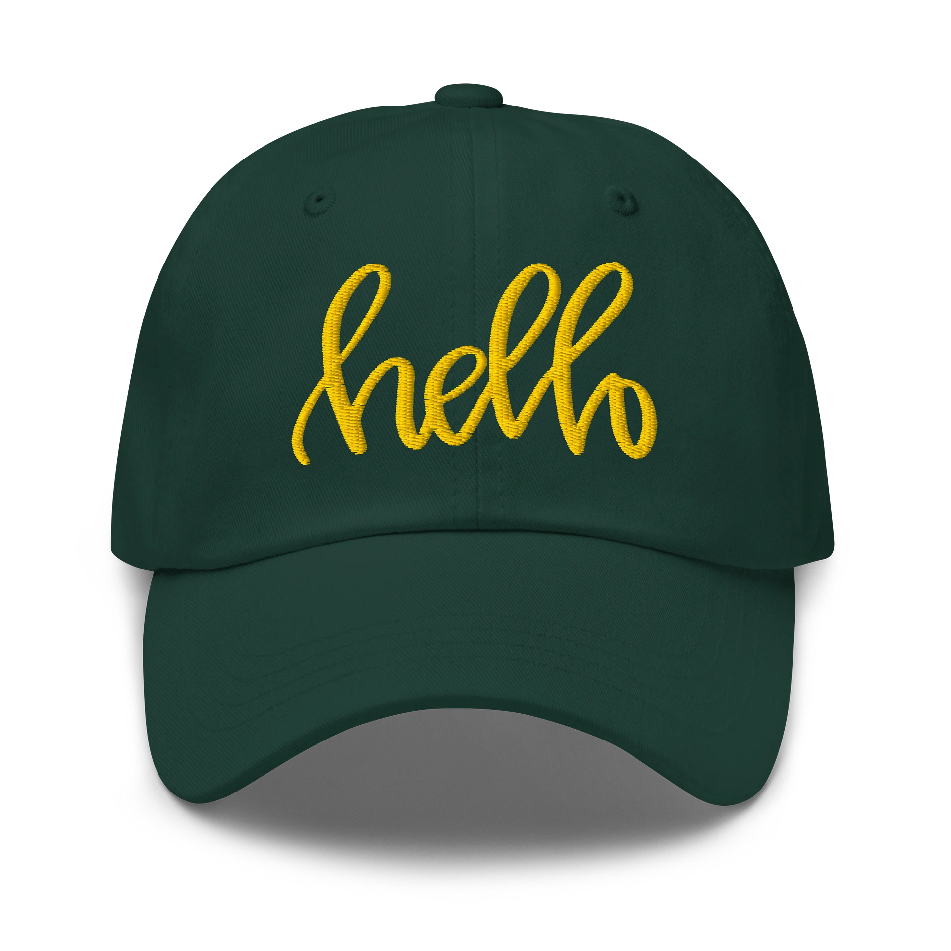 AK’s Hello! — Soft Golden Yellow on Green - Hat product image (1)