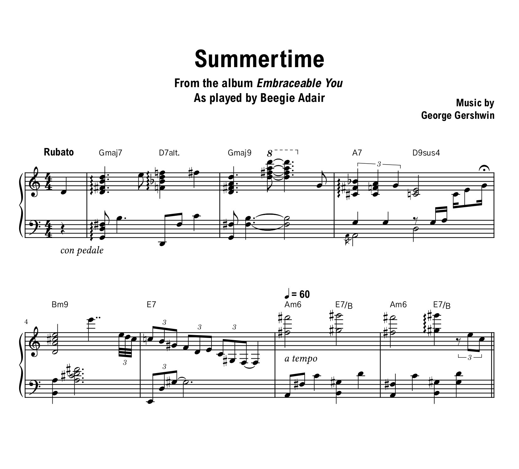 Beegie Adair - Summertime - Sheet music (PDF) product image (1)