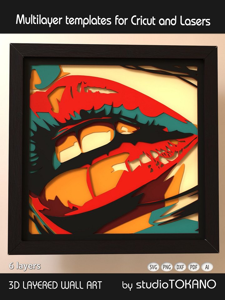 Lips 3D Layered SVG product image (1)
