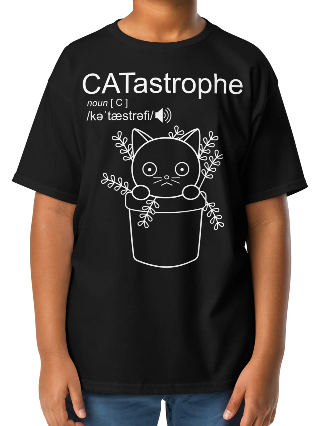 CATastrophe (Cat in Plant Pot) - Unisex Youth Heavyweight T-shirt product image (2)