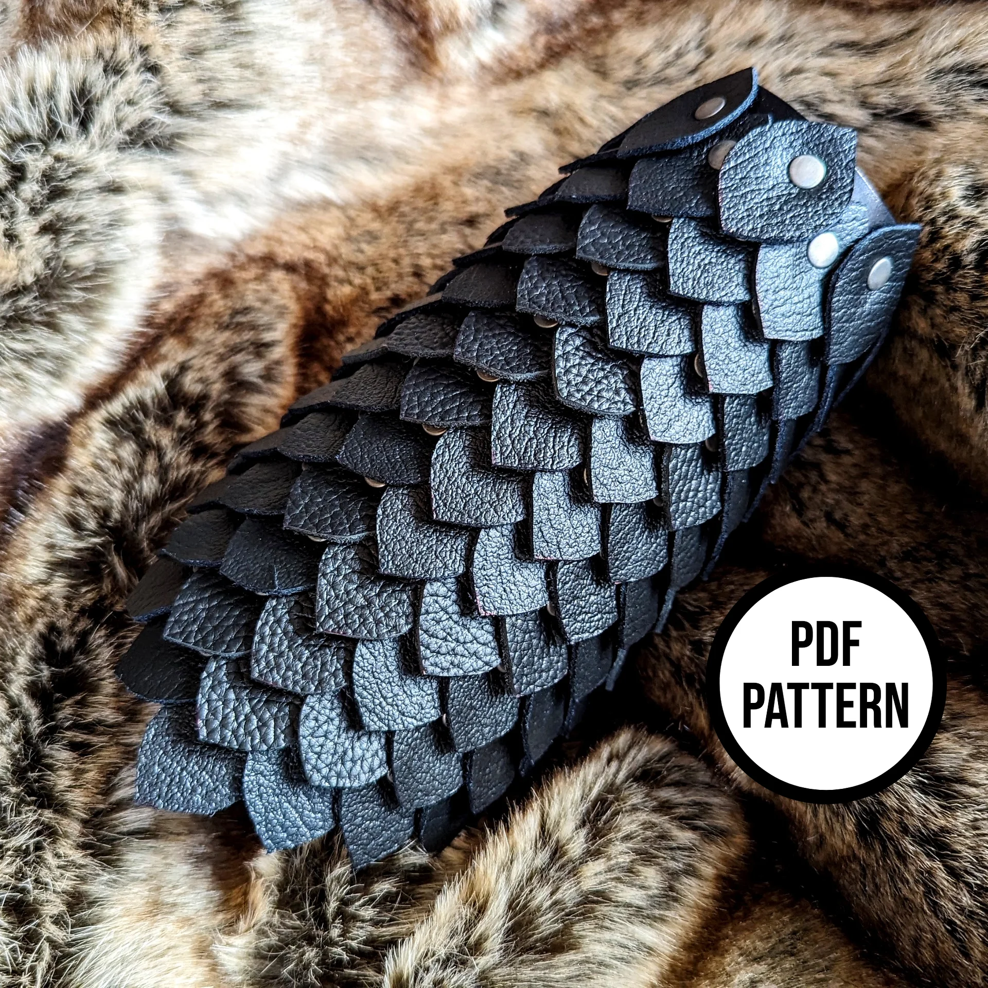Dragon Scale Leather Cuff (wide version) - Everyday Cosplay PDF Pattern for Leatherwork inspired by Rhaenyra Targaryen product image (4)