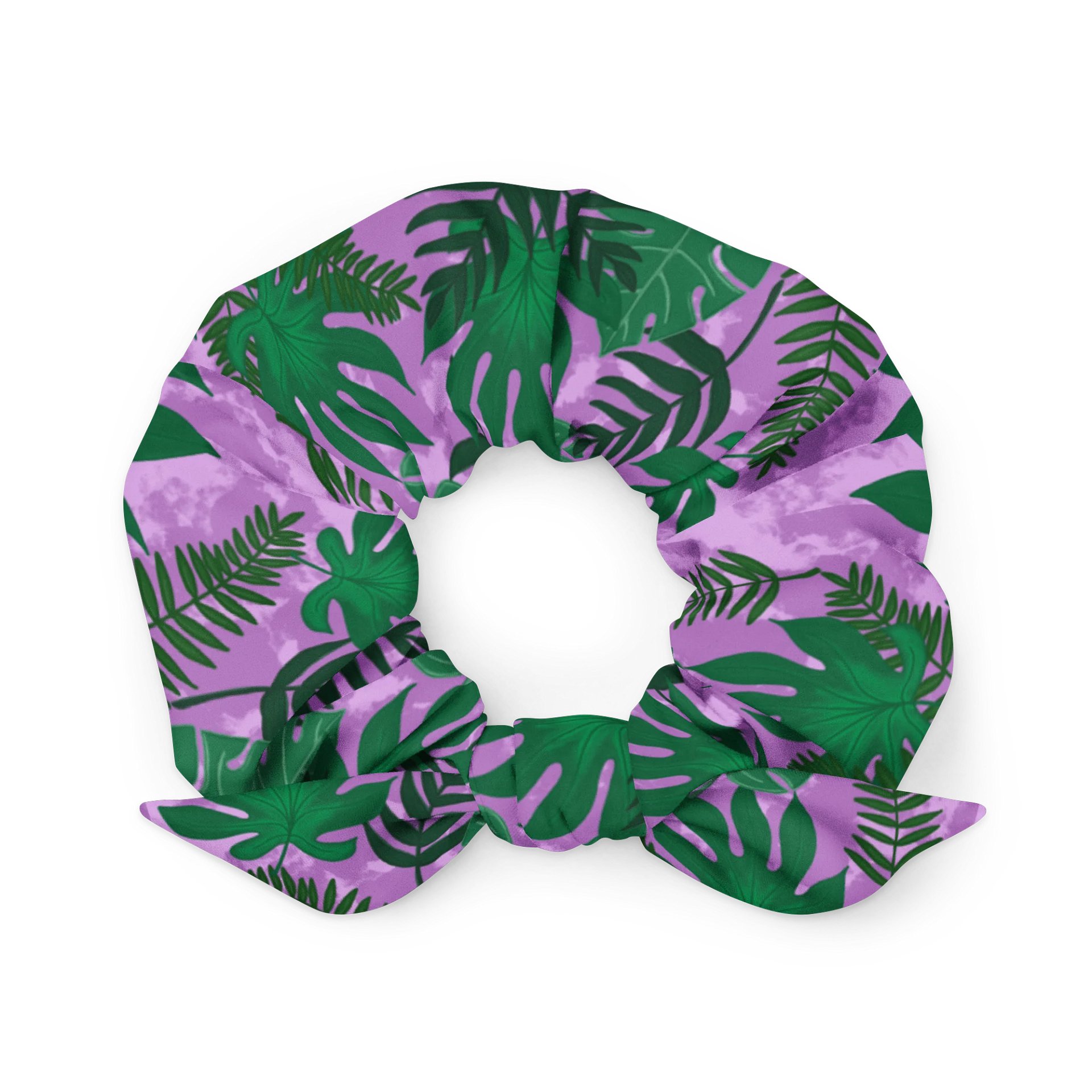 Jungle Leaves Pattern-Purple Background Scrunchie product image (2)