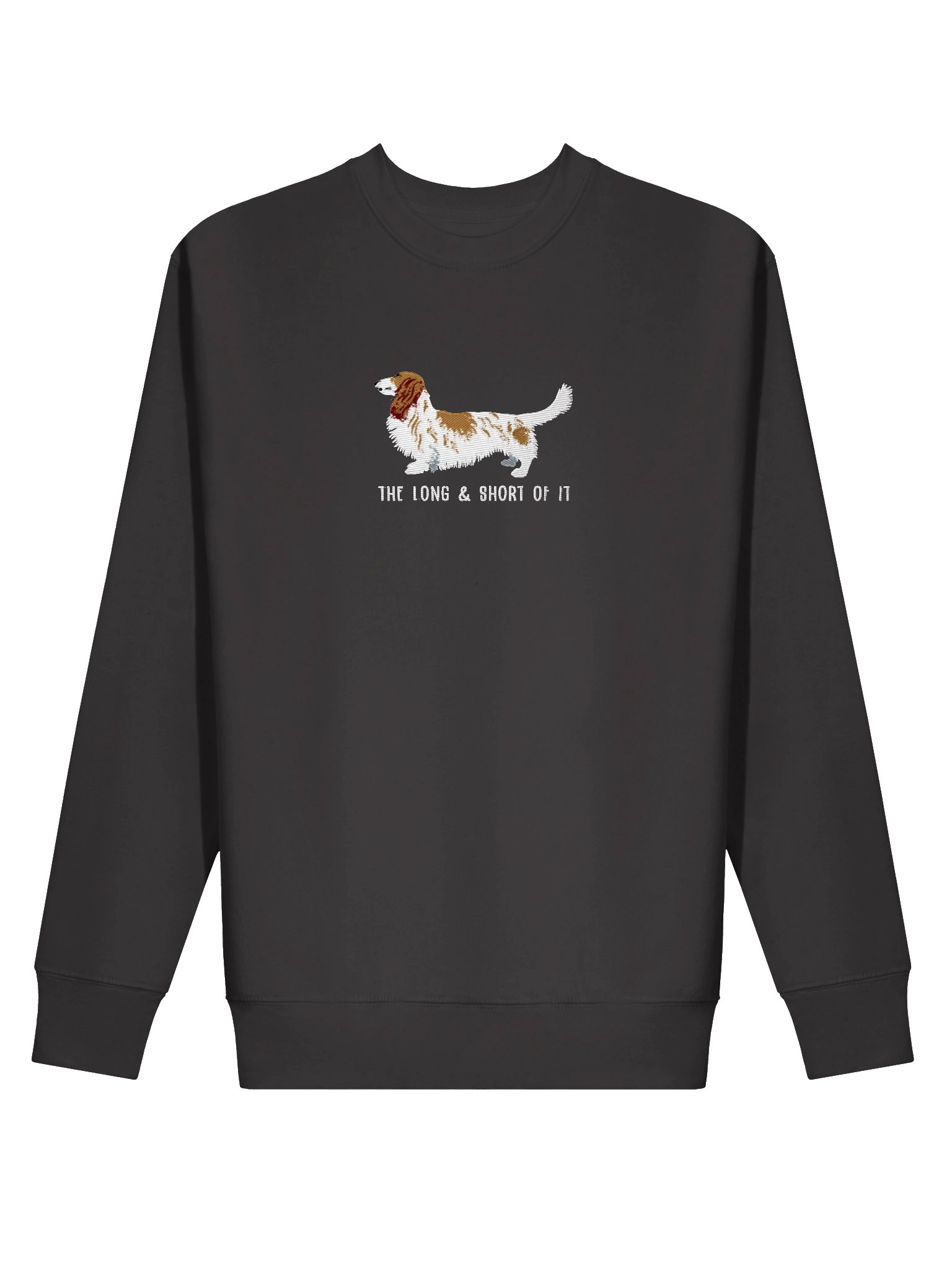 The Long & Short of It Sweatshirt (Embroidered) of a Longhaired Dachshund(Pied Brown & White) product image (9)
