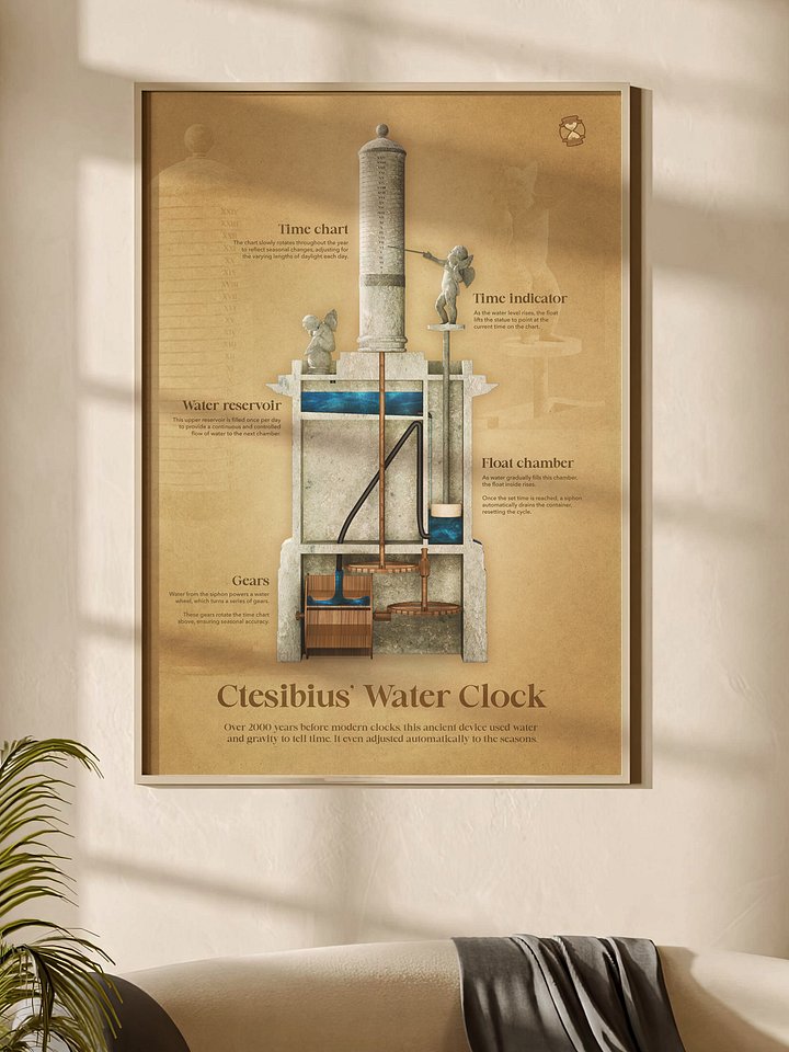 The Ancient Water Clock (Framed Poster) product image (1)