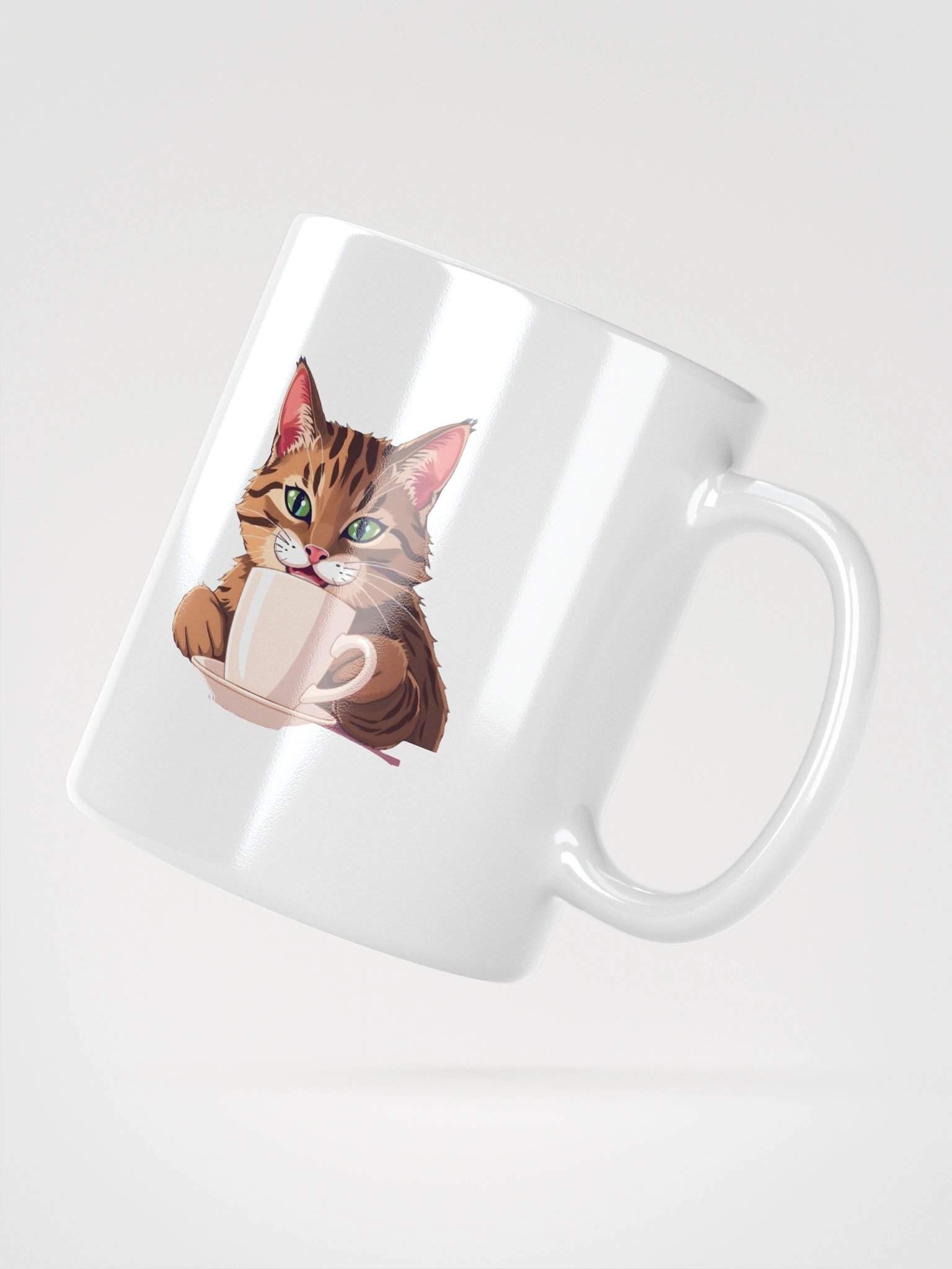 White Glossy Mug-Caffeine Cat product image (7)