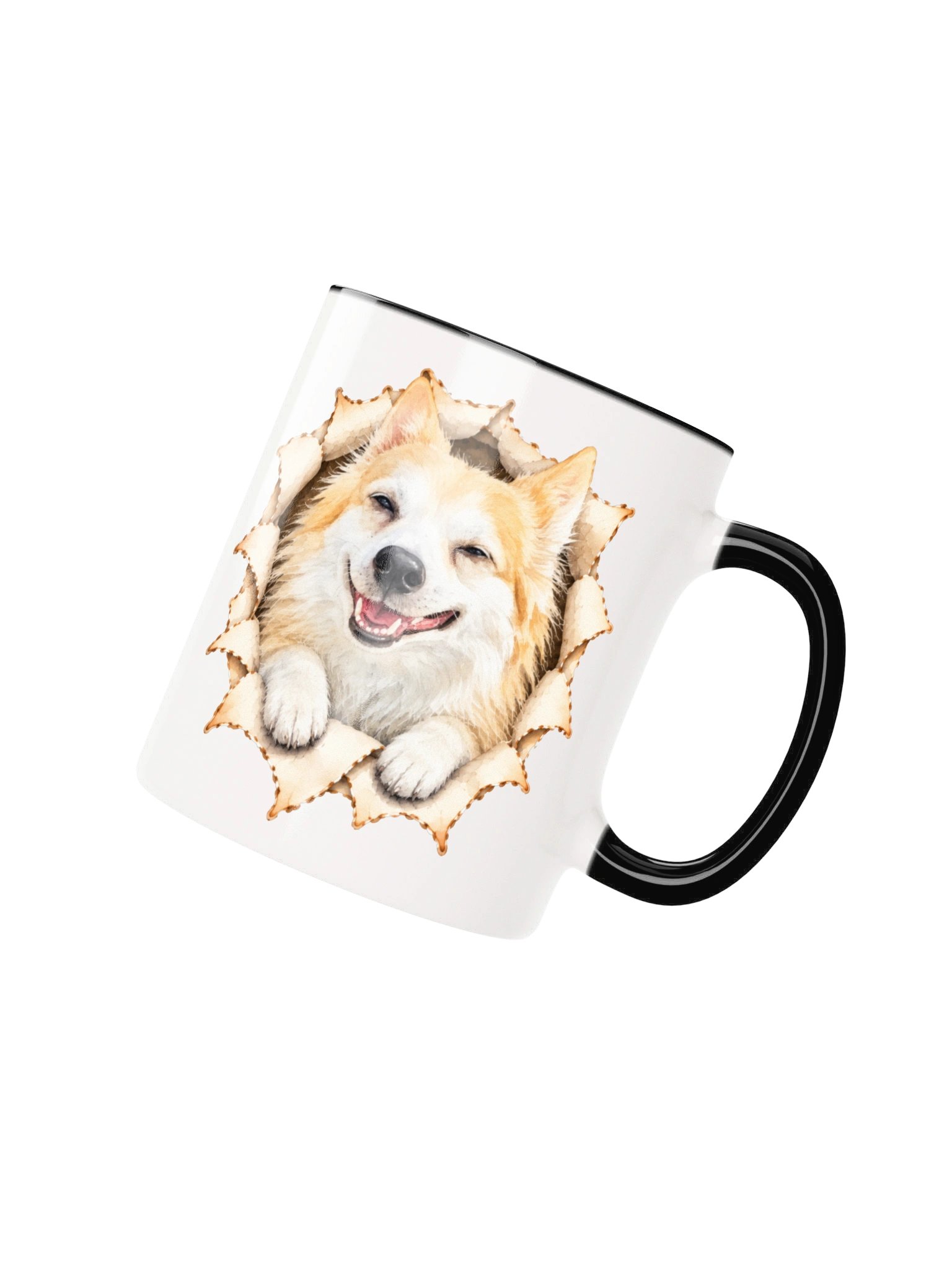Peekaboo Fluffy White Dog Front and Back Mug product image (11)