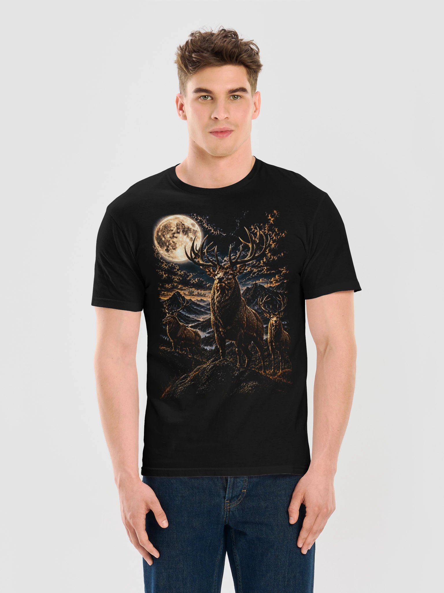 Stag Howling Moon Tshirt | Wildlife Legendary Shirt product image (6)