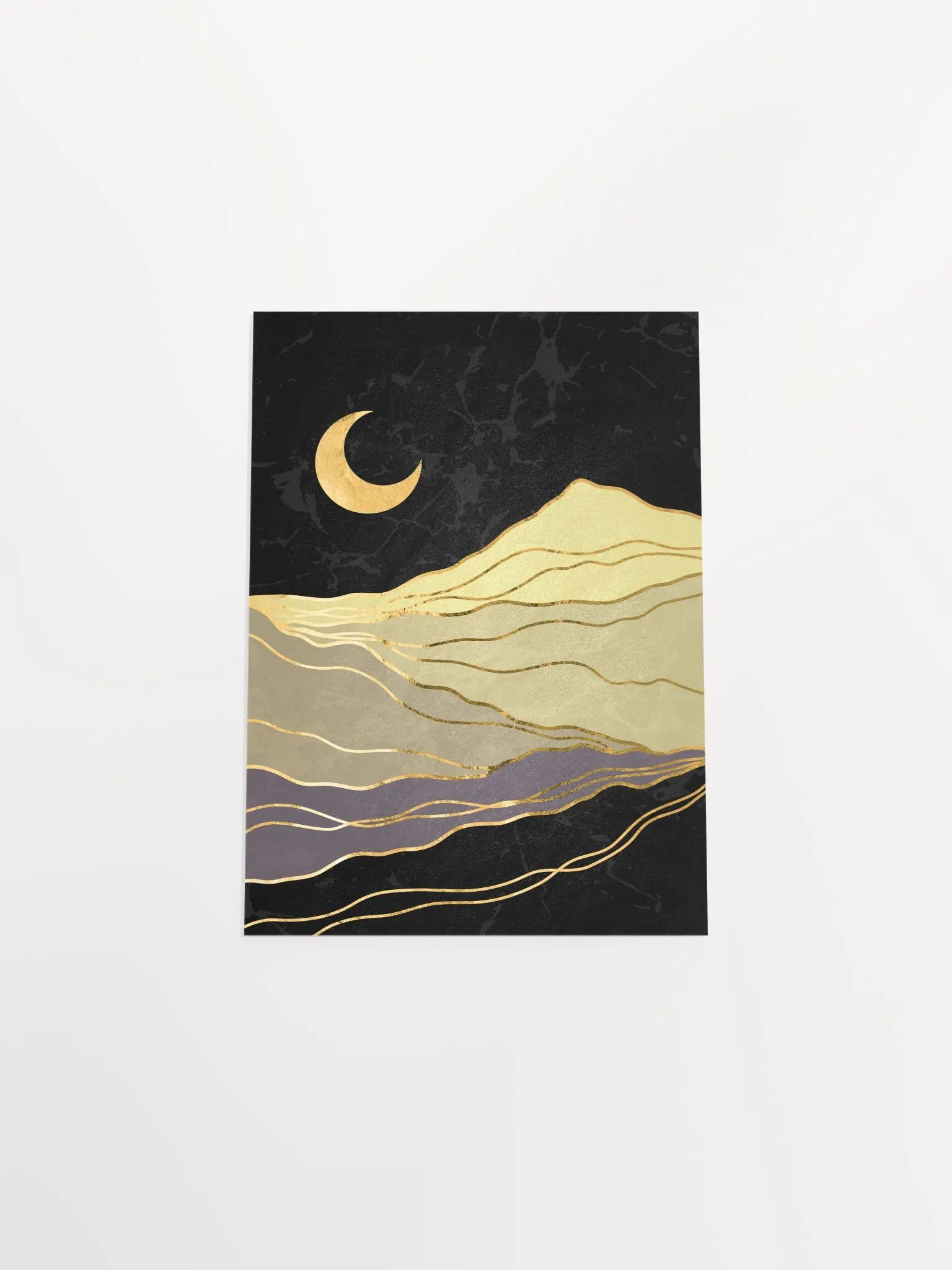 Golden landscape with moon #2 — Japanese golden poster, travel poster, aesthetic poster product image (9)
