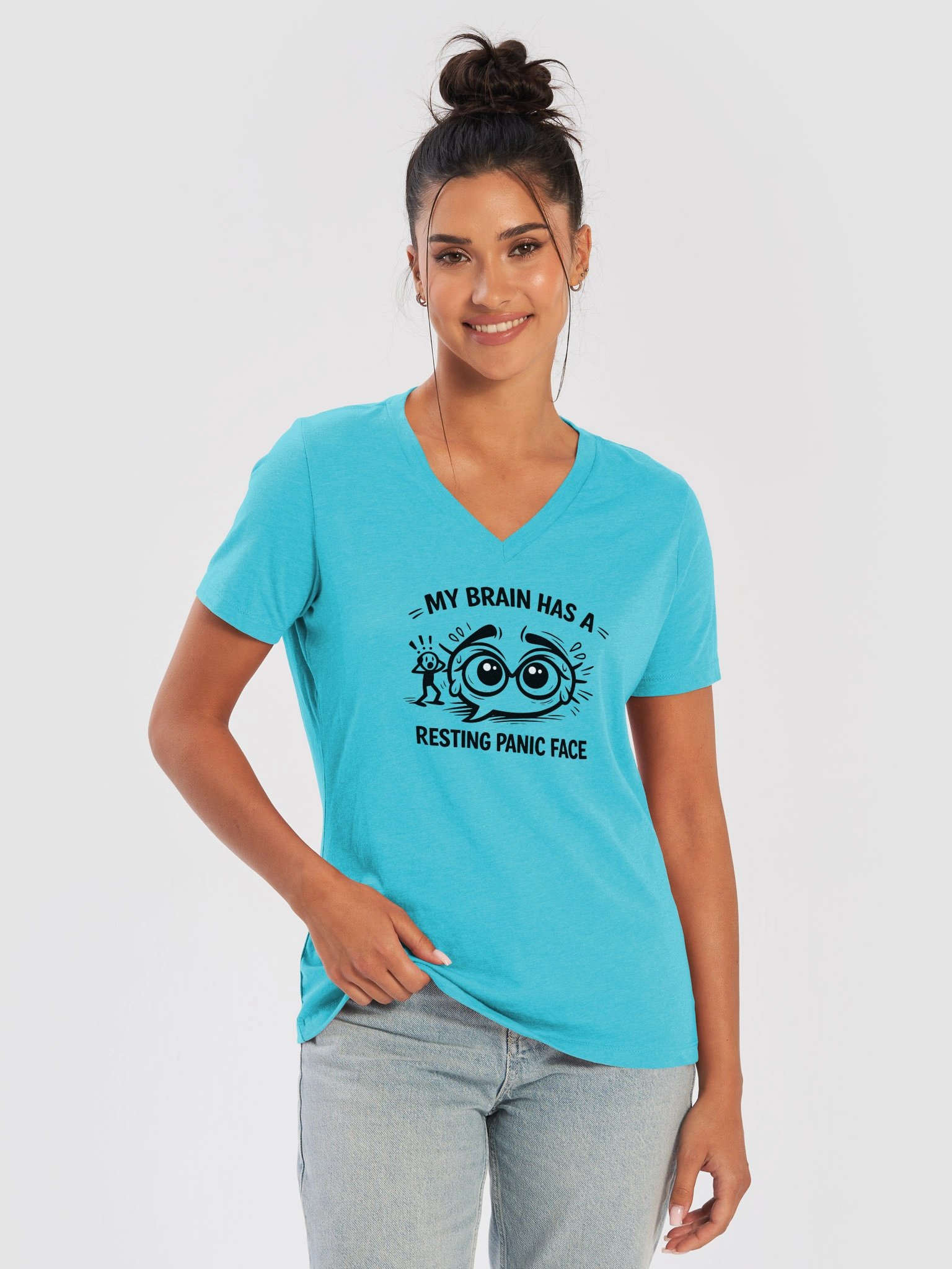 Resting Panic Face V-Neck Tee product image (9)