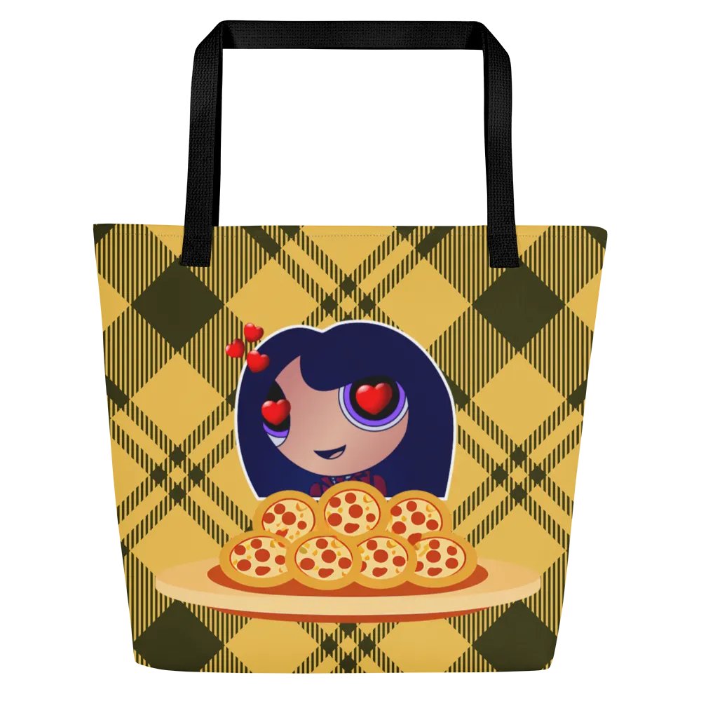 Pizza Love Tote Bag - Yellow Plaid product image (1)
