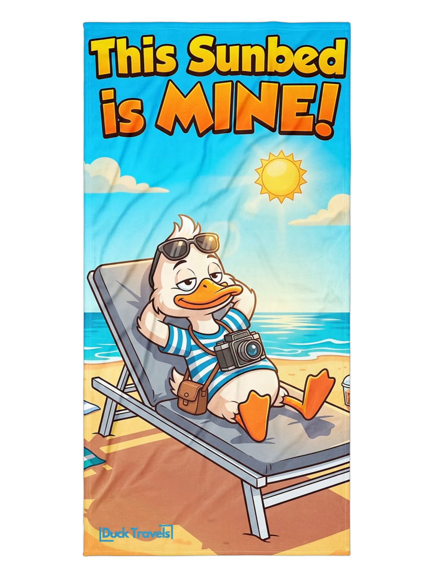 "This Sunbed is MINE!" Traveller Duck Beach Towel product image (1)