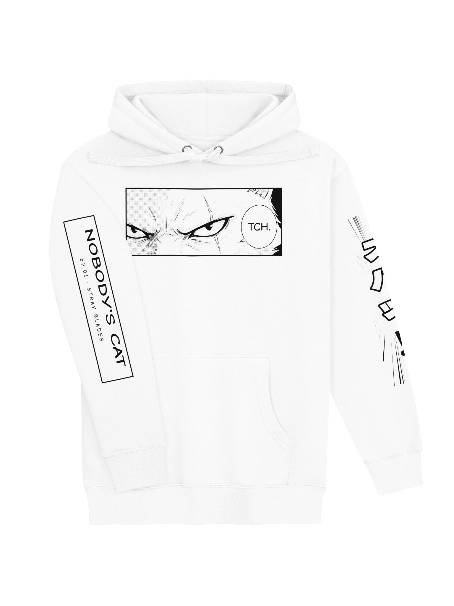NOBODY'S CAT Manga Hoodie — White product image (3)