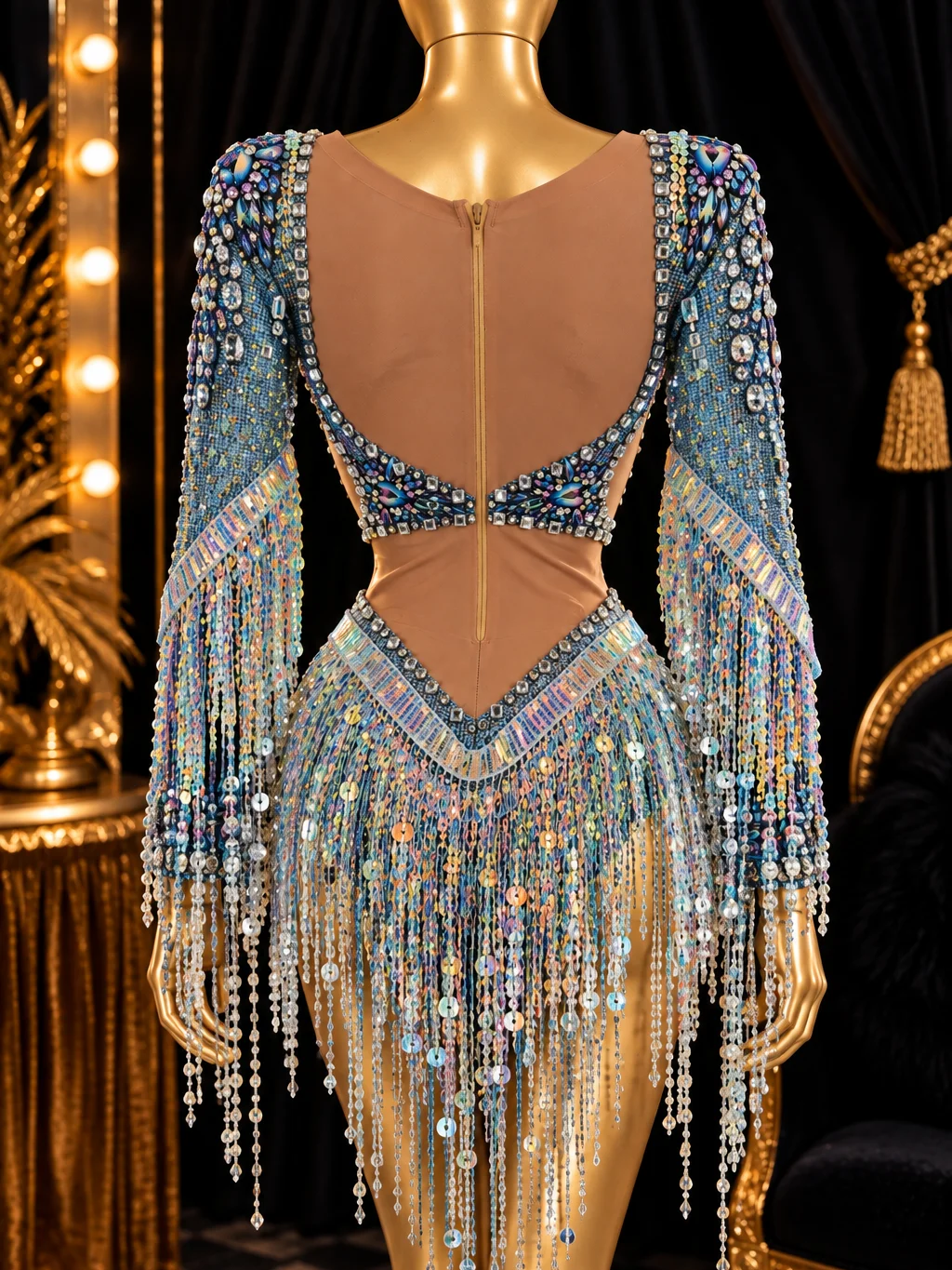 Iridescent Crystal Fringe Showgirl Bodysuit ✨ product image (4)