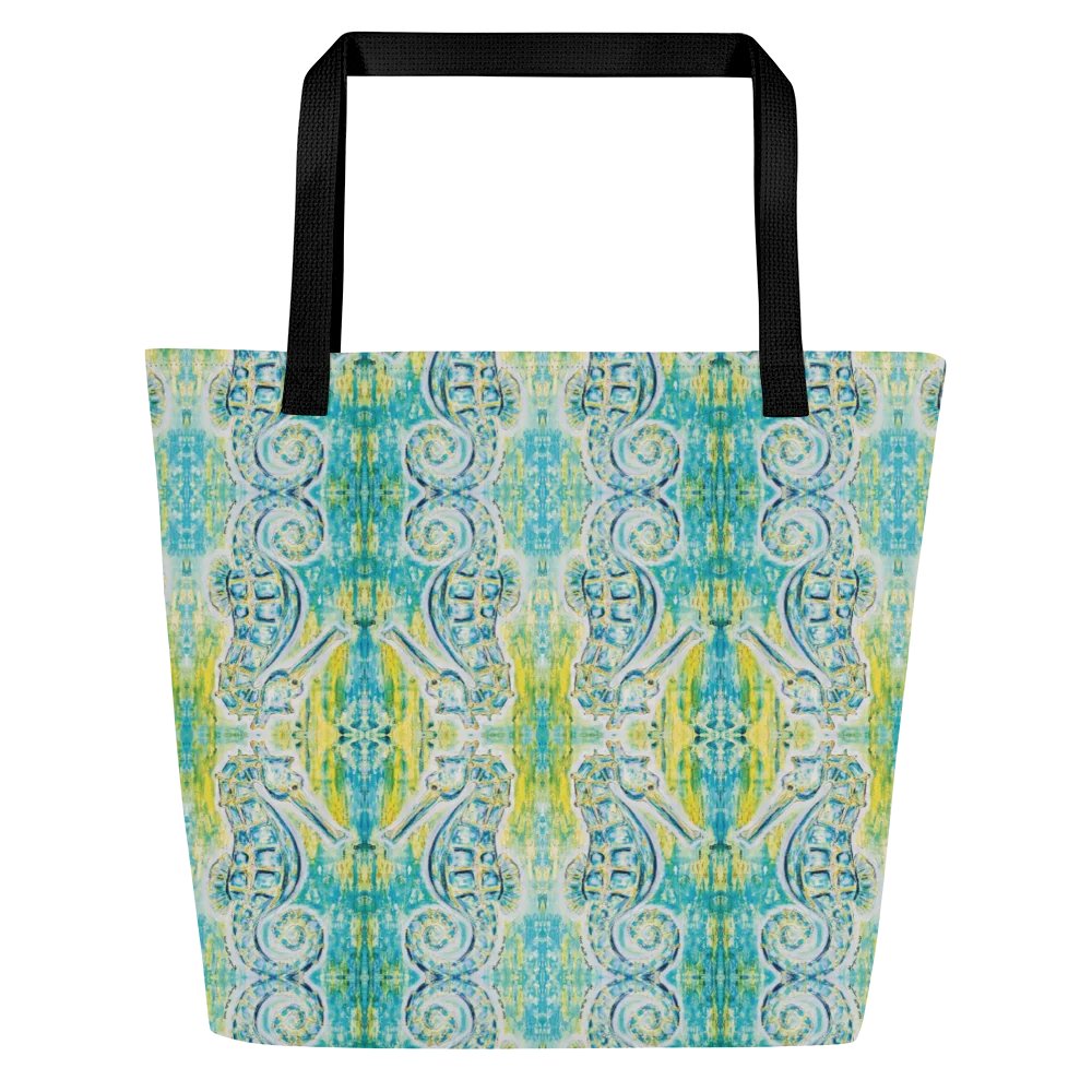 Painted Seahorses | Coastal Blue Watercolor Repeat | Tote Bag by Monique Faella Designs™ product image (1)