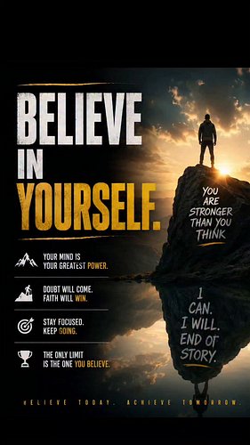 Believe in yourself, even on the days when doubt is louder than confidence. Every challenge you overcome is proof that you're...