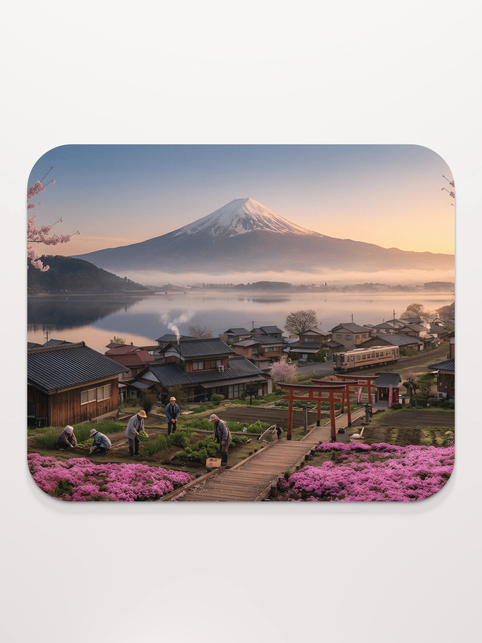 Mount Fuji Village Pink Moss Classic Mouse Pad product image (2)