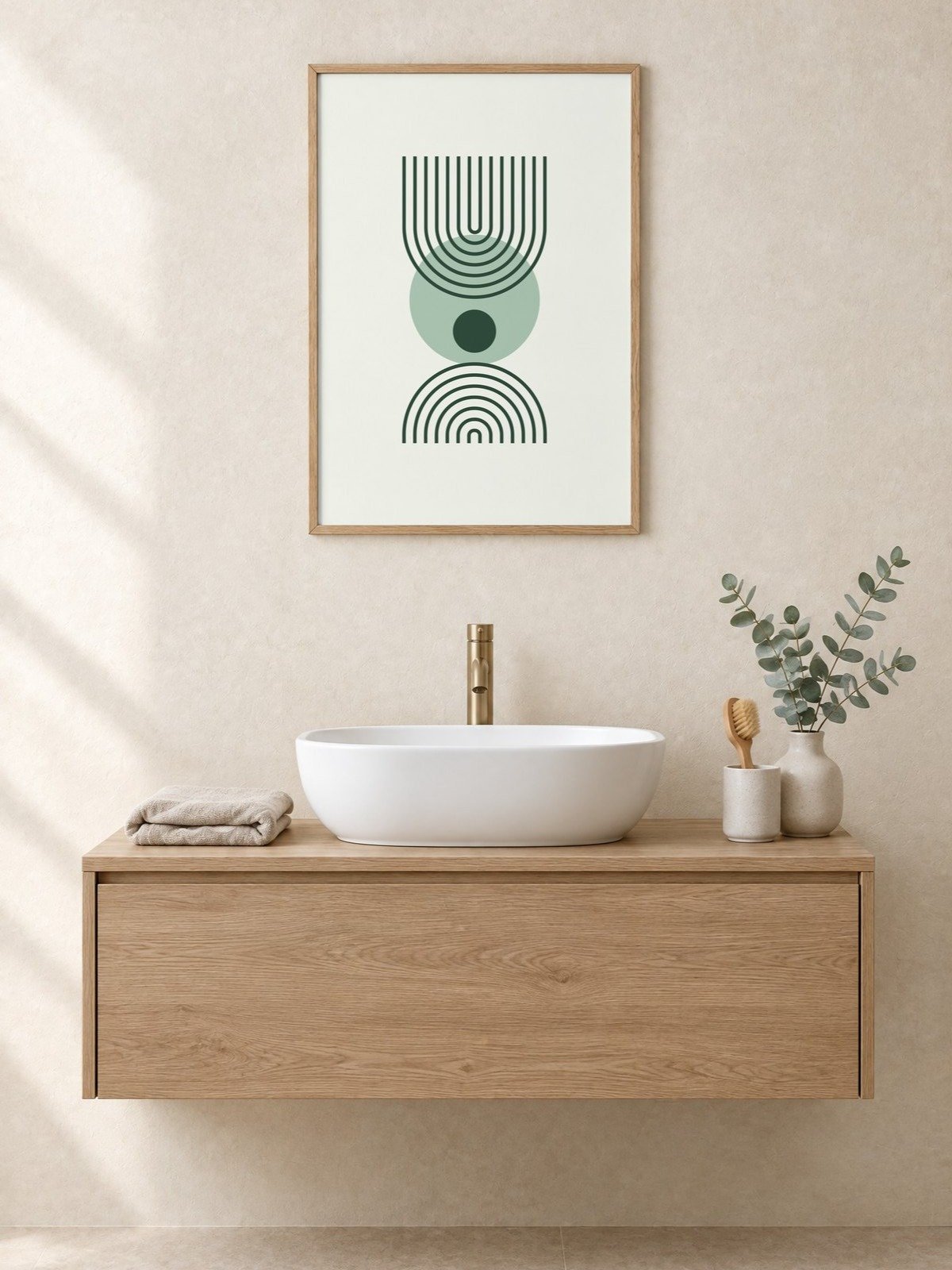 Green Line Arch Print | Boho Bathroom Wall Art product image (1)