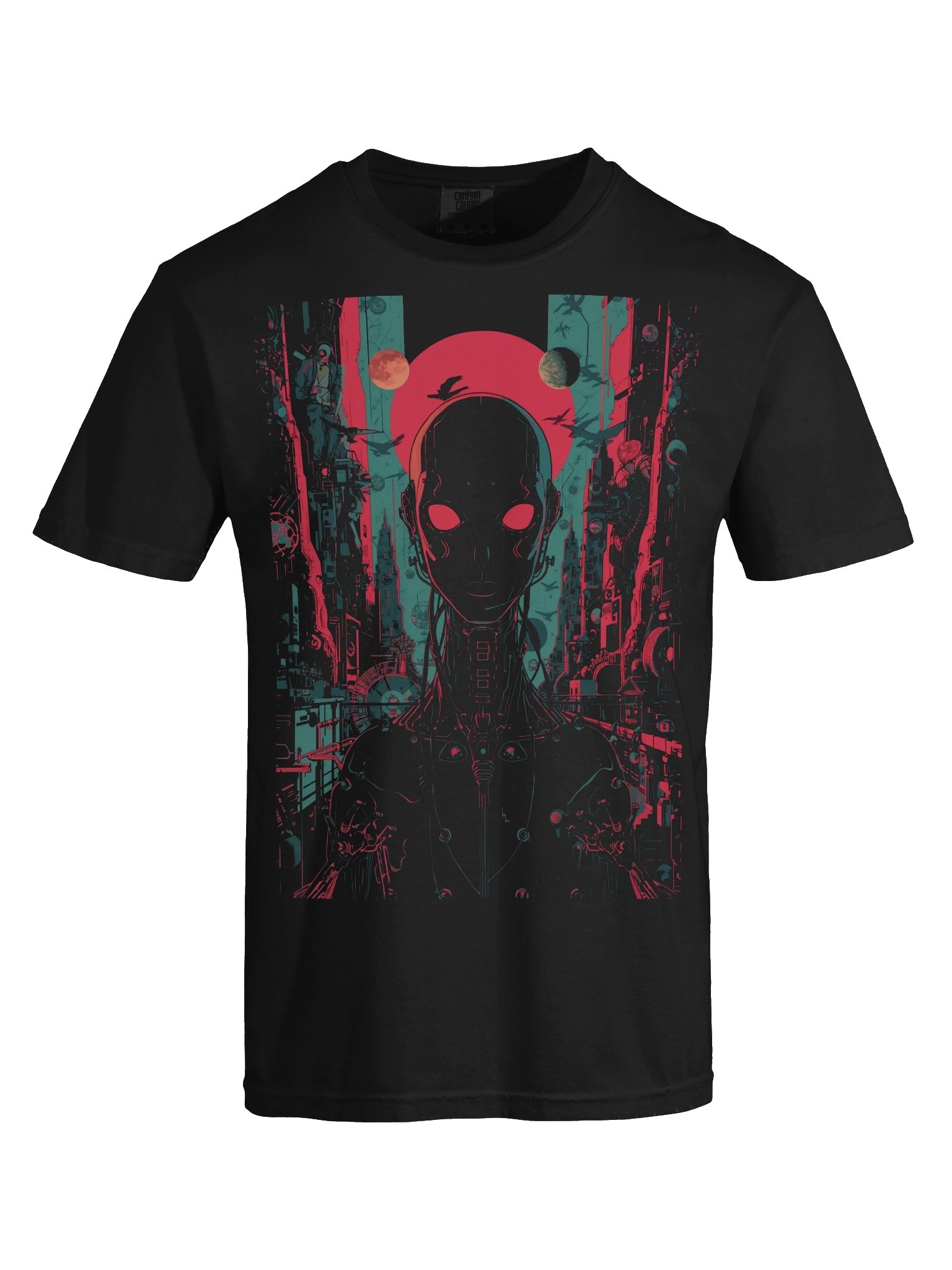 Cyberpunk Cyborg Neon Heavyweight T-Shirt product image (2)