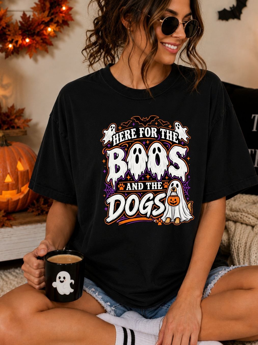 Here for the Boos & the Dogs Halloween T-Shirt – Funny Dog Lover Tee product image (1)