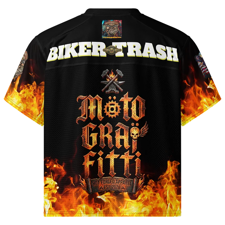 MötoGraffitti Biker Trash - Fiery Forge Football Jersey product image (2)