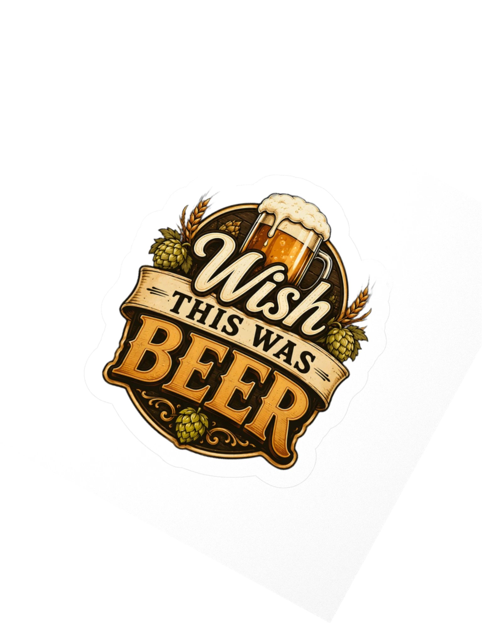 Wish This Was Beer Vintage Badge Sticker product image (2)